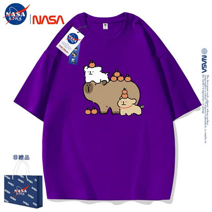 Cute Cartoon Doggie Maltese Puppy Style T-Shirt Series | Maltese Play with Capybara Part2 - Kawaii Fashion Items for Child & Adult Matching outfits for Parents and Children