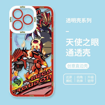 Japan Cartoon Pokemon Mega Evolution Anime | Tyranitar Gyarados Mewtwo Kyogre Gengar Groudon Aerodactyl Ash Greninja - iPhone Case PLUS SE2 XS XR X 11 12 13 14 15 16 16e 17 17e Pro Promax 12mini 13mini