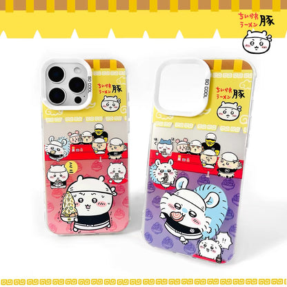 Japanese Cartoon ChiiKawa Pork Ramen Restaurant Laser Case | ChiiKawa Hachiware Usagi Momonga - iPhone Case 11 12 13 14 15 16 16e 17 17e Pro Promax
