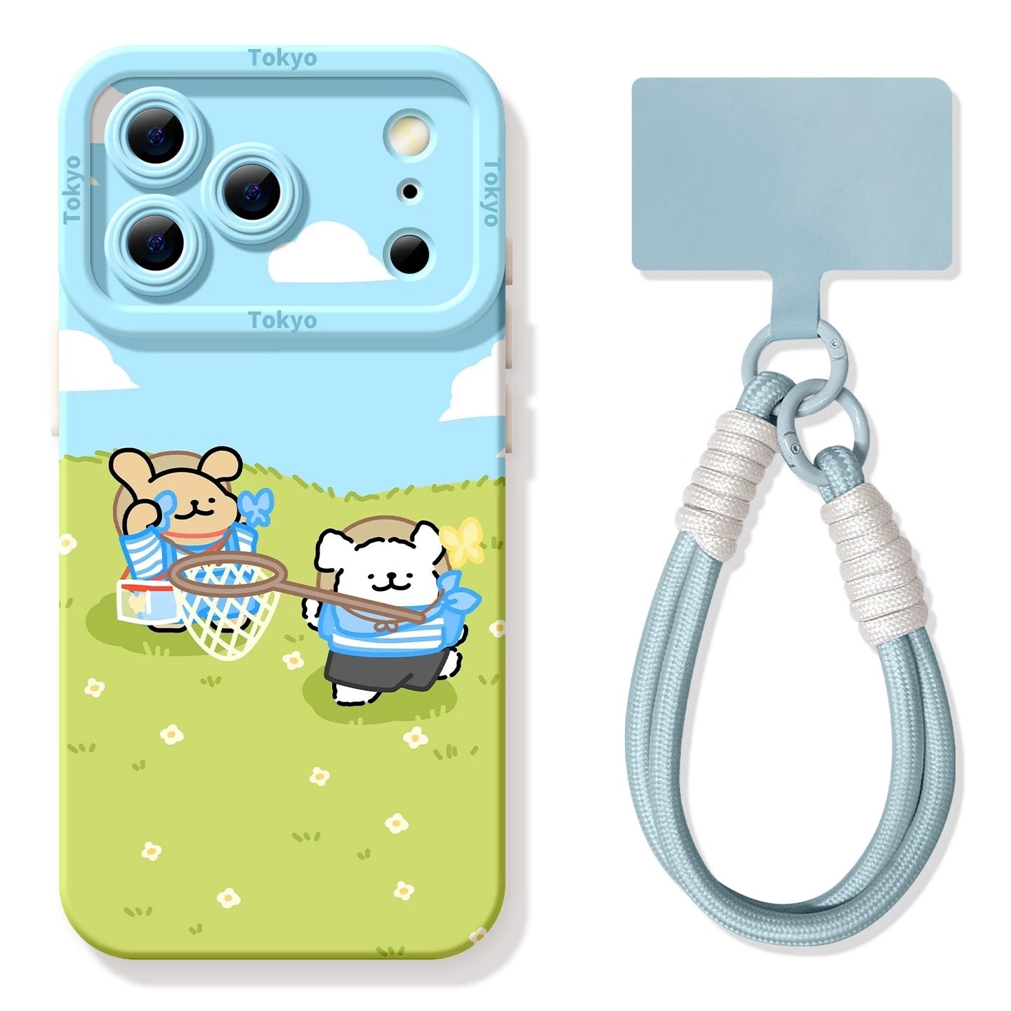 Cute Cartoon Doggie Maltese Puppy Silicon Phone Case | Catch Butterfly with Strap - Phone Case Samsung Galaxy S26 S25 S24 S23 S22 S21 FE Ultra Edge 