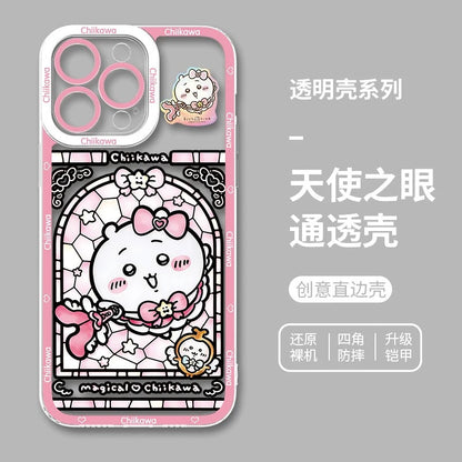 Japanese Cartoon Phone Case Magical Girl with Glass Window Clean Version | Chiikawa Hachiware Usagi Momonga Kurimanju Rakko Shisa Furuhonya - iPhone Case PLUS SE2 15 16 16e 17 17e Pro Promax 12mini 13mini
