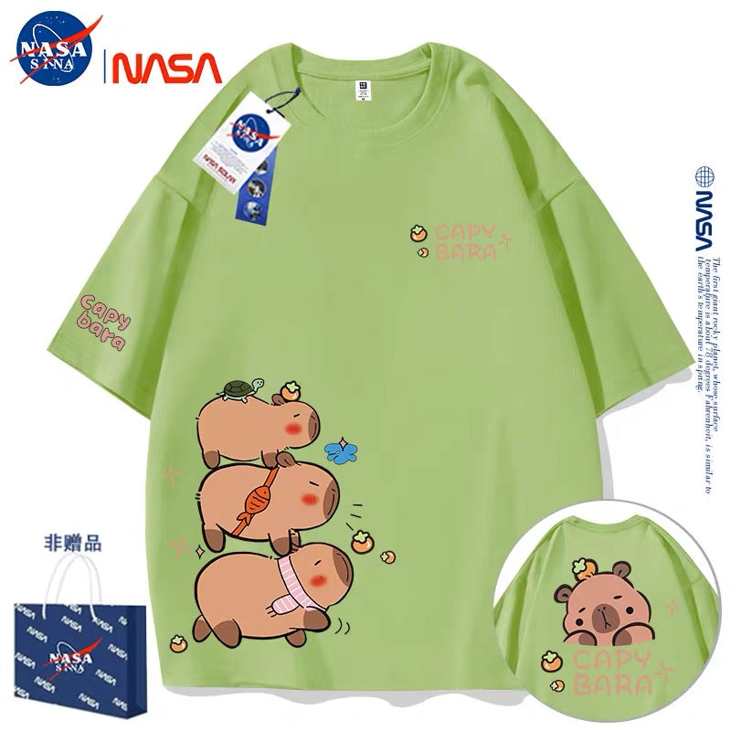 Cute Animals Capybara Style T-Shirt Series | Fun Capybara Group Front & Back Part2 - Kawaii Fashion Items for Child & Adult