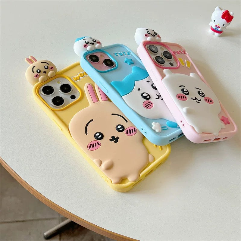 Japanese Cartoon ChiiKawa Look at you Silicone | Chiikawa Hachiware Usagi - iPhone Case 15 14 13 12 Pro ProMax WinnieTheBirds Toy Shop