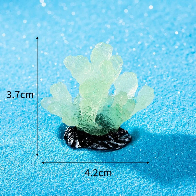 Japanese Cartoon Resin Ornament | Luminous GID Coral - For Betta Tropical Fish Tank Toy Micro Landscape Creative Plant Decoration