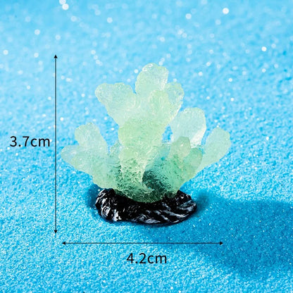 Japanese Cartoon Resin Ornament | Luminous GID Coral - For Betta Tropical Fish Tank Toy Micro Landscape Creative Plant Decoration