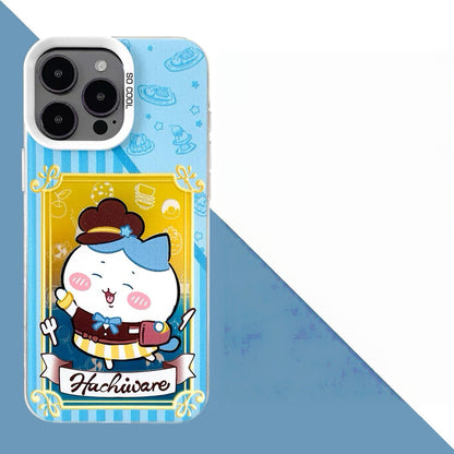 Japanese Cartoon ChiiKawa Cafe Cake Chef Laser Case | Chiikawa Hachiware Usagi Momonga Kurimanju Rakko 6 Styles - Phone Case Samsung Galaxy S26 S25 S24 S23 S22 S21 FE Ultra Edge