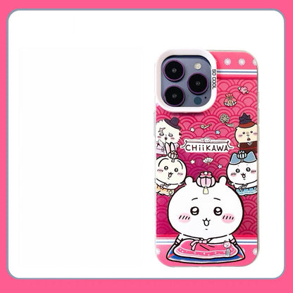 Japanese Cartoon ChiiKawa Korean Dress Up Laser Case | Chiikawa Hachiware Usagi - Phone Case Samsung Galaxy S26 S25 S24 S23 S22 S21 FE Ultra Edge