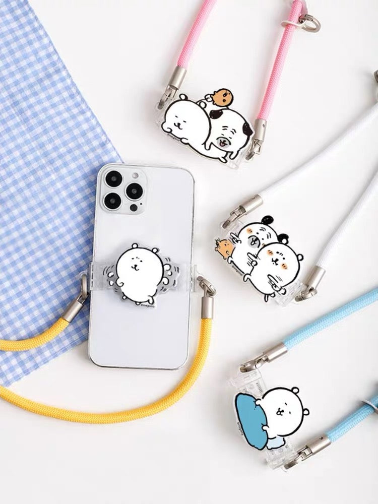 Joke Bear with friends Phone Back Clip with Phone Lanyard | Joker Bear Pug Moguracorokke - for All Smart Phones