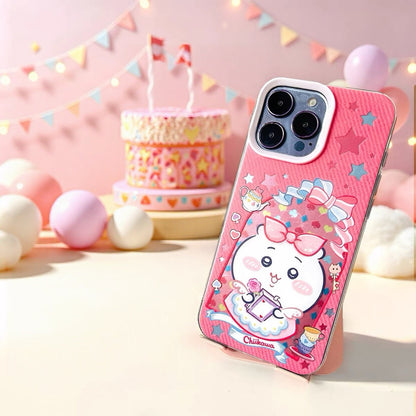 Japanese Cartoon ChiiKawa Happy Amusement Park Laser Case | Chiikawa Hachiware Usagi Momonga Shisa Crab - iPhone Case 11 12 13 14 15 16 16e 17 17e Pro Promax