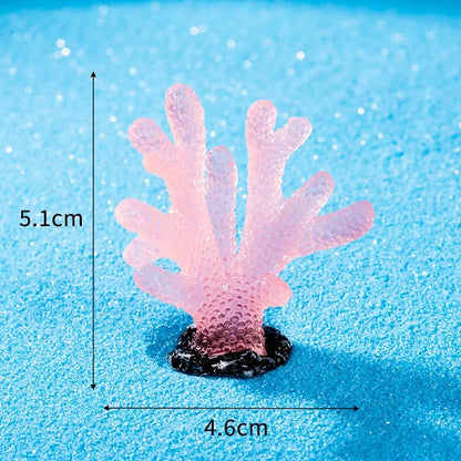 Japanese Cartoon Resin Ornament | Luminous GID Coral - For Betta Tropical Fish Tank Toy Micro Landscape Creative Plant Decoration