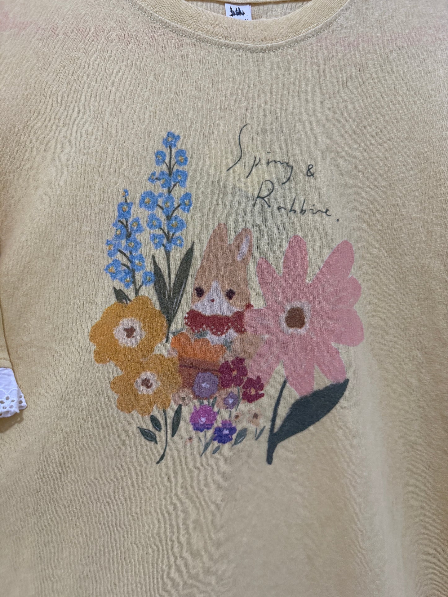 Japanese Fashion Cute Animals Style T-Shirt Series | Mori Rabbit with Flower - Kawaii Fashion Items