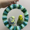 新色 17.5cm マウンテンダークライトグリーンヤーンニッティングリングスイング オウム インコ おもちゃ