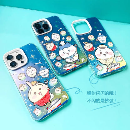 Japanese Cartoon ChiiKawa Work On Cruise Ship Laser Case | Chiikawa Hachiware Usagi - iPhone Case 11 12 13 14 15 16 16e 17 17e Pro Promax