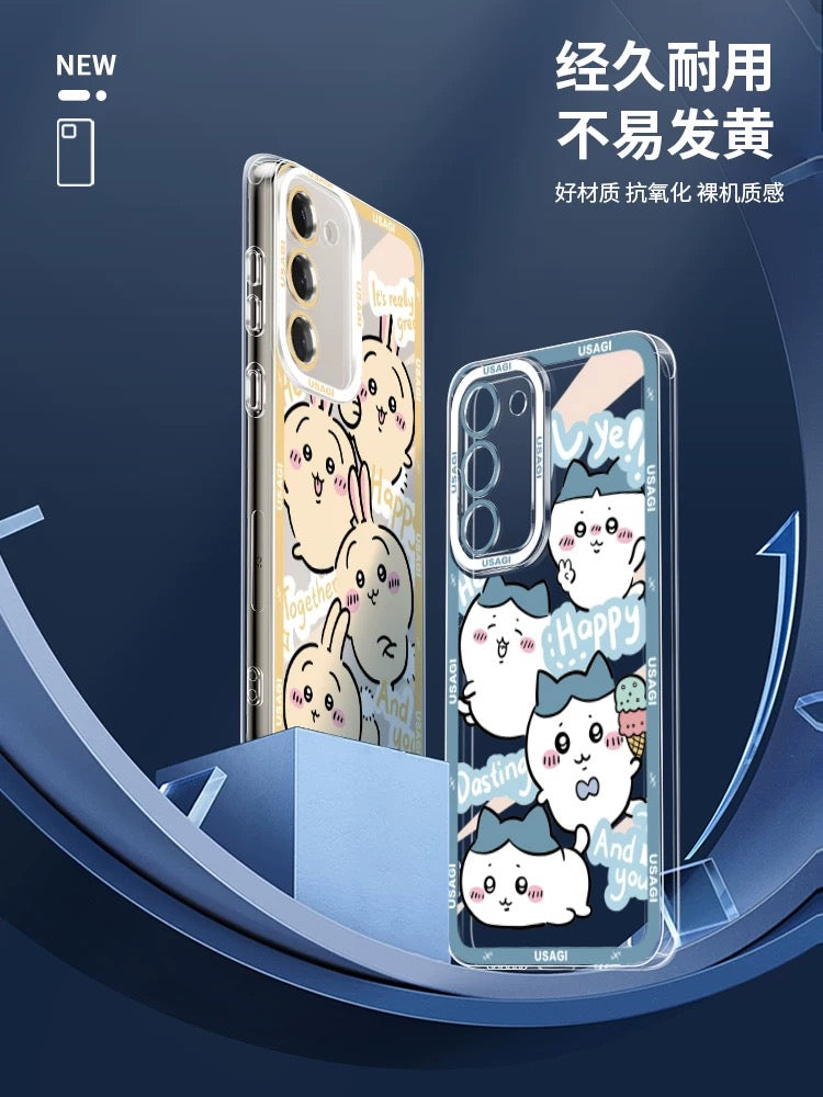 Japanese Cartoon Chiikawa Happy Enjoy Day Version | Chiikawa Hachiware Usagi Momonga Kurimanju - Phone Case Samsung Galaxy S26 S25 S24 S23 S22 S21 FE Ultra