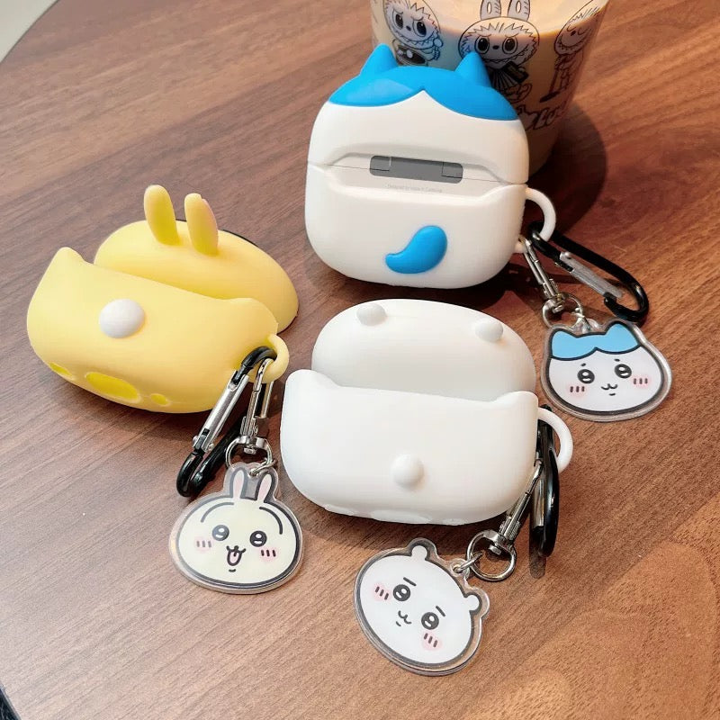Japanese Cartoon ChiiKawa Silicon Airpods Case with Keychain | Chiikawa Hachiware Usagi - AirPods AirPodsPro AirPods3 AirPods4 Case WinnieTheBirds Toy Shop