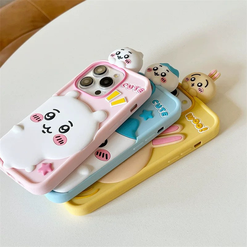 Japanese Cartoon ChiiKawa Look at you Silicone | Chiikawa Hachiware Usagi - iPhone Case 15 14 13 12 Pro ProMax WinnieTheBirds Toy Shop
