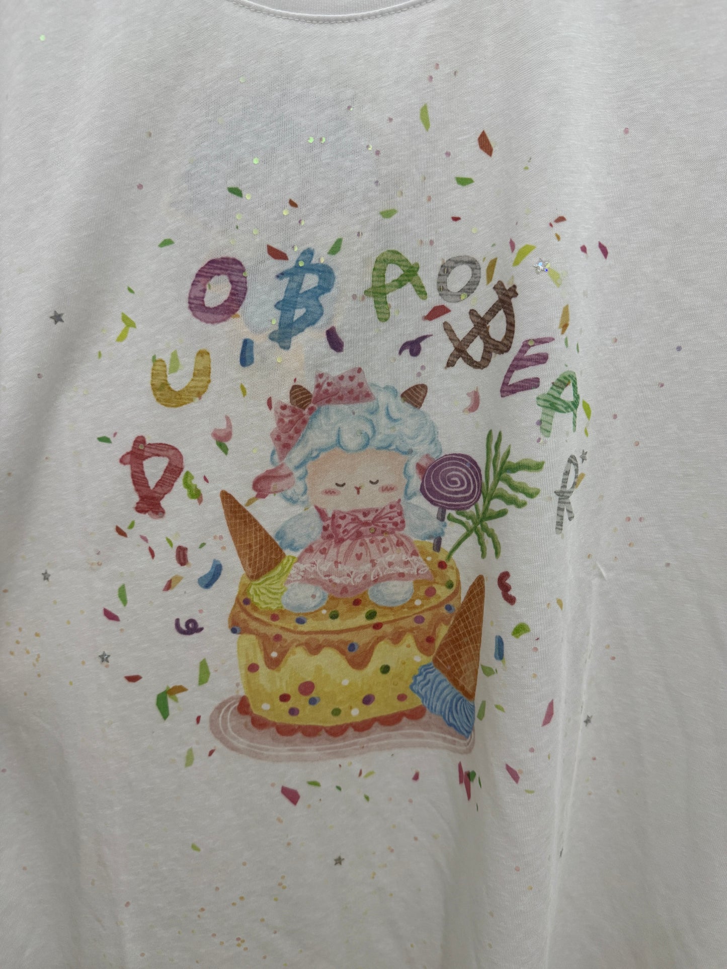 Korean Fashion Cute Animals T-Shirt Series | Bling Bling Party Cake with Sheep - Kawaii Fashion Items