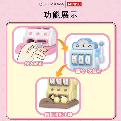 ChiiKawa X Miniso Slot Machine with Mini Figure Mystery Box | ChiiKawa Hachiware Usagi Momonga - Kawaii Items Room Decoration Blind Box