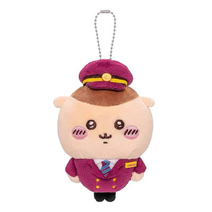 Japan Chiikawa X Hankyu Railway | Train Steward ChiiKawa Hachiware Usagi Momonga Kurimanju Shisa- Mini Plush Doll Keychain WinnieTheBirds Toy Shop