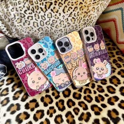 Japanese Cartoon ChiiKawa X 9090 Shibuya Gyaru Laser Case | Tanned Skin Chiikawa Hachiware Usagi Momonga - iPhone Case 11 12 13 14 15 16 16e 17 17e Pro Promax