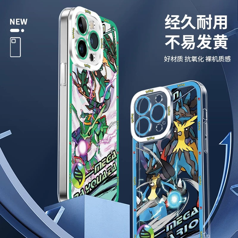 Japan Cartoon Pokemon Mega Evolution Anime | Tyranitar Gyarados Mewtwo Kyogre Gengar Groudon Aerodactyl Ash Greninja - iPhone Case PLUS SE2 XS XR X 11 12 13 14 15 16 16e 17 17e Pro Promax 12mini 13mini