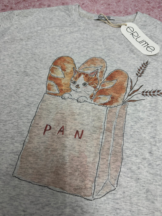 Korean Fashion Cute Animals Style T-Shirt Series | Cat in Paper Bag with French Bread - Kawaii Fashion Items