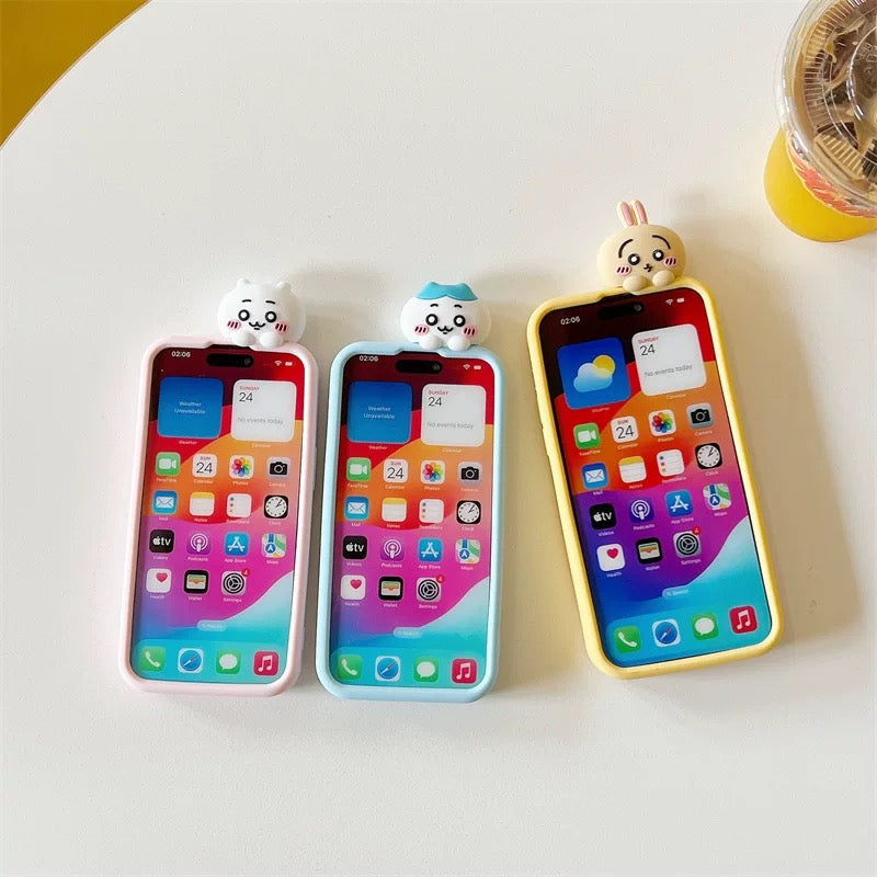 Japanese Cartoon ChiiKawa Look at you Silicone | Chiikawa Hachiware Usagi - iPhone Case 15 14 13 12 Pro ProMax WinnieTheBirds Toy Shop