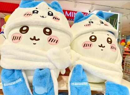 Miniso X ChiiKawa | Chiikawa Hachiware Usagi Hat with Scarf Hat - Winter Warm Accessory Outfits  WinnieTheBirds Toy Shop