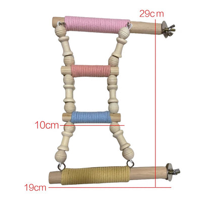 29x19cm 파스텔 & 내추럴 스타일 앵무새 놀이용 등반 사다리 (스탠드 포함) | 6종 컬러 - 앵무새 장난감 걸이형 수제 새 장난감 유기농 새장 액세서리