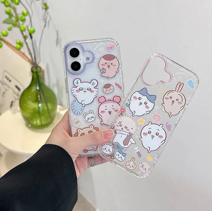 Japanese Cartoon ChiiKawa Gittler Colour Clear Case with Phone Strape | ChiiKawa Hachiware Usagi Momonga Rakko Kurimanju Shisa Furuhonya - Phone Case Samsung Galaxy S26 S25 S24 S23 S22 S21 FE Ultra Edge