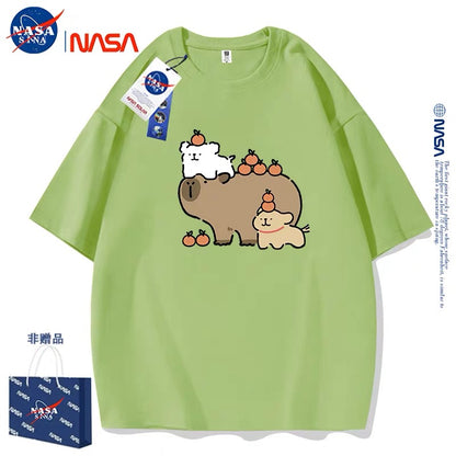 Cute Cartoon Doggie Maltese Puppy Style T-Shirt Series | Maltese Play with Capybara Part2 - Kawaii Fashion Items for Child & Adult Matching outfits for Parents and Children