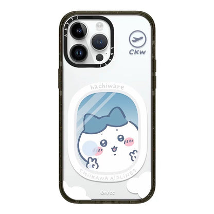 Japanese Cartoon ChiiKawa Clear with Transparent Black Frame Phone Case | Travel & Pajamas Song ChiiKawa Hachiware Usagi - iPhone Case 12 13 14 15 16 17 Pro Promax