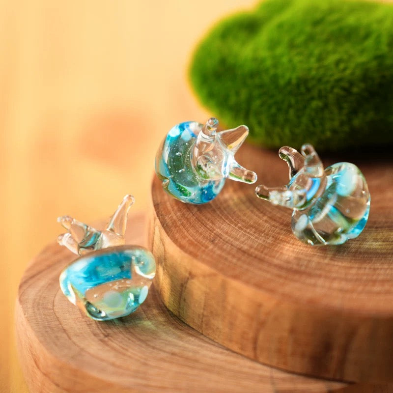 Japanese Cartoon Glass Ornament | Jellyfish Pink Blue Green - For Betta Fish Tropical Fish Toy Micro Landscape Creative