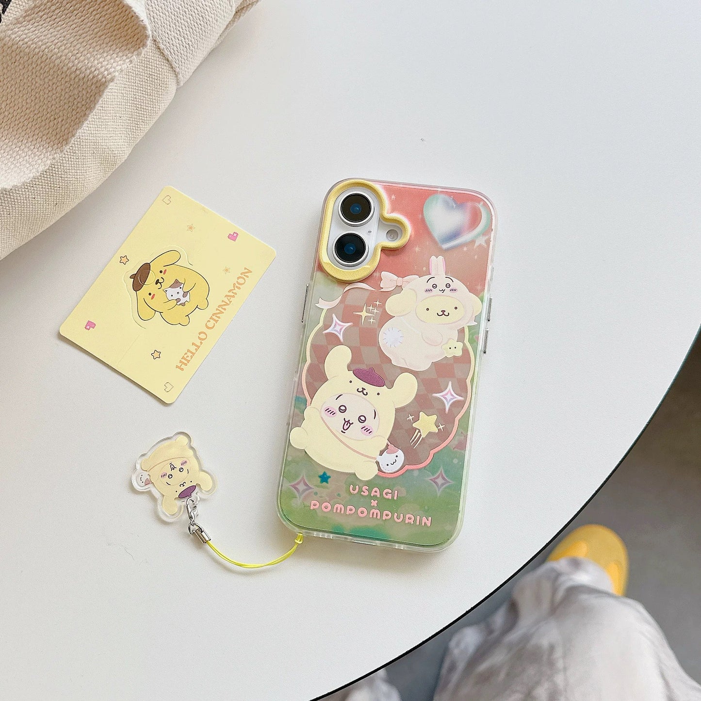Japanese Cartoon Sanrio X Chiikawa iPhone Case with Strap | Kitty Chiikawa Cinnamoroll Hachiware Pompompurin Usagi Kuromi Momonga My Melody Crab - iPhone Case PLUS SE2 XS XR X 11 12 13 14 15 16 16e 17 17e Pro Promax 12mini 13mini