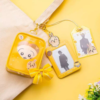Japanese Cartoon Chiikawa Plastic with Ribbon Itabag Bag Keychain | ChiiKawa Hachiware Usagi Momonga Kurimanju Rakko Shisa Kani - Kawaii Items Can Put in Dolls Keep Dolls Clean