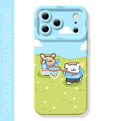 Cute Cartoon Doggie Maltese Puppy Silicon Phone Case | Catch Butterfly with Strap - iPhone Case PLUS SE2 XS XR X 11 12 13 14 15 16 16e 17 17e Pro Promax 12mini 13mini