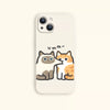 Lovely Cat Simple Drawing Couple Silicon Phone Case | Orange Siamese Cat Eat? Kiss Face - Phone Case Samsung Galaxy S26 S25 S24 S23 S22 S21 FE Ultra Edge