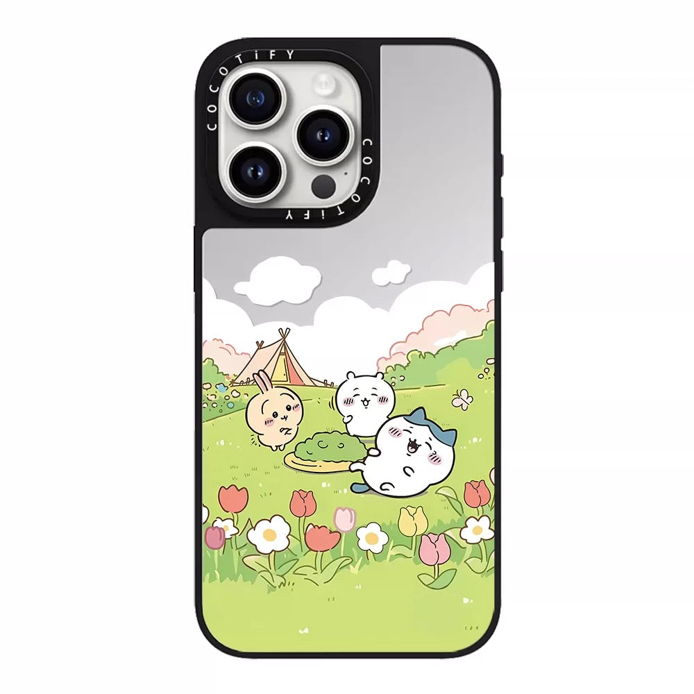 Japanese Cartoon ChiiKawa Mirror Phone Case | Spring Time & Fun 8 Styles ChiiKawa Hachiware Usagi - iPhone Case 12 13 14 15 16 17 Pro Promax