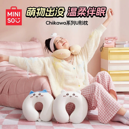 ChiiKawa X Miniso | ChiiKawa Hachiware Usagi Neck Pillow - Airplane Pillow Kawaii items Room Decoration  WinnieTheBirds Toy Shop