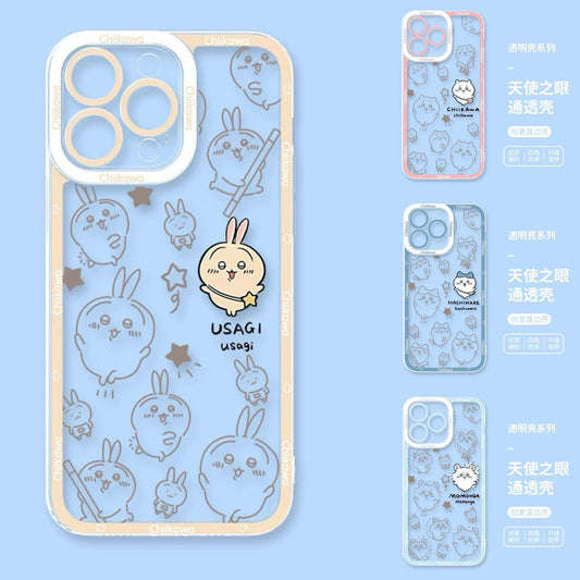 Japanese Cartoon Chiikawa with Stars Outing Version | Chiikawa Hachiware Usagi Momonga - iPhone Case PLUS SE2 XS XR X 11 12 13 14 15 16 16e 17 17e Pro Promax 12mini 13mini