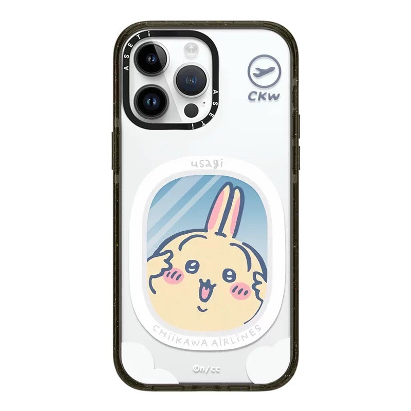 Japanese Cartoon ChiiKawa Clear with Transparent Black Frame Phone Case | Travel & Pajamas Song ChiiKawa Hachiware Usagi - iPhone Case 12 13 14 15 16 17 Pro Promax