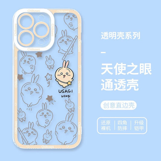 Japanese Cartoon Chiikawa with Stars Outing Version | Chiikawa Hachiware Usagi Momonga - iPhone Case PLUS SE2 XS XR X 11 12 13 14 15 16 16e 17 17e Pro Promax 12mini 13mini