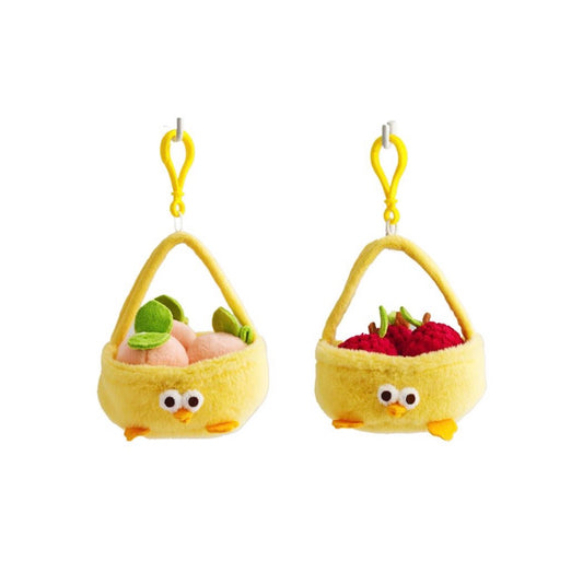 [Pre Order] Lovely Chicken Fat Dundun Plush Doll Keychain | Fruit Basket Series Peach Lychee Blueberries Strawberry - Children Gift Animal Mini Plush Doll