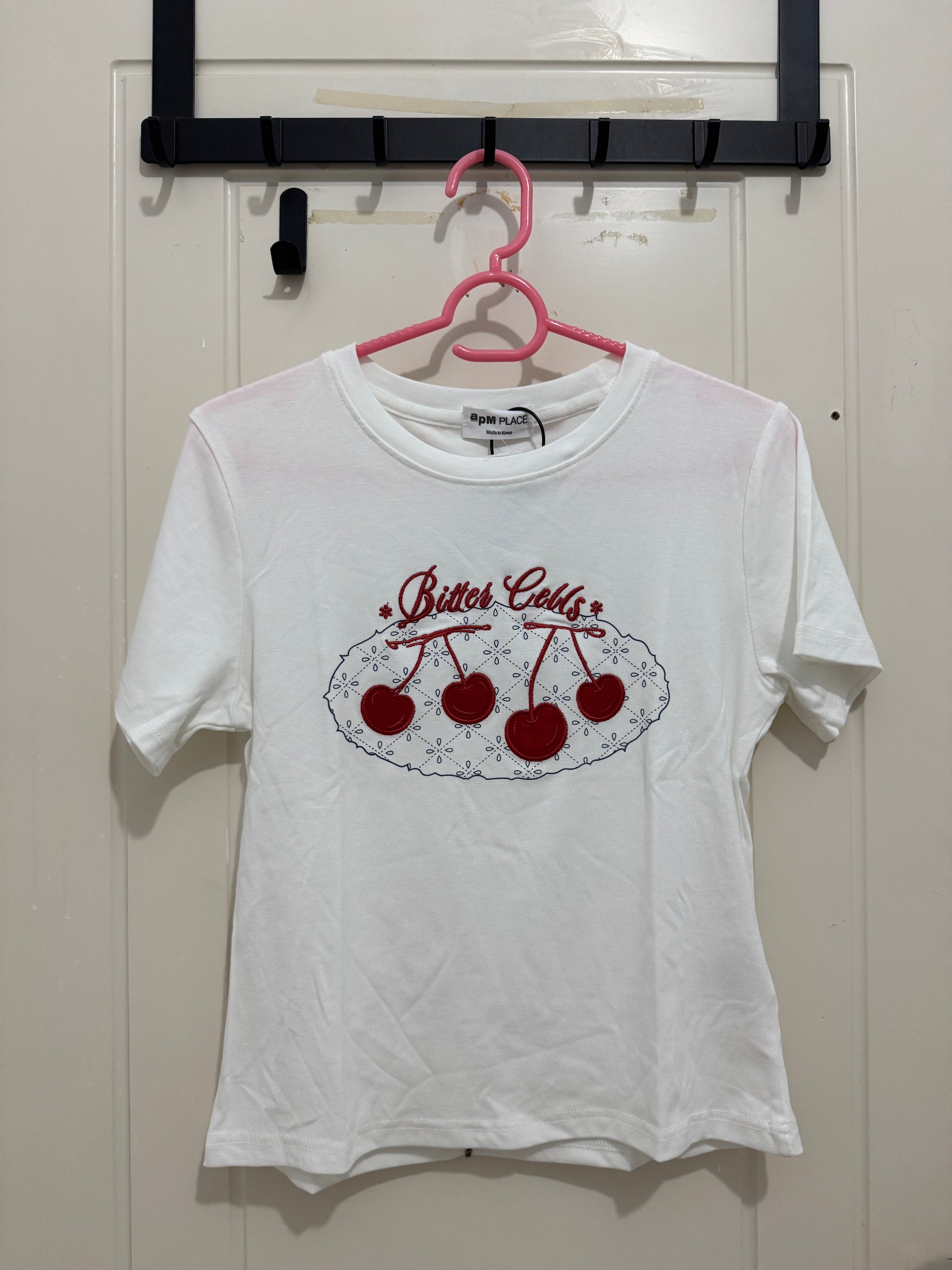 Korean Fashion Cute Fruits Style T-Shirt Series | Korea Girl Style Slim Cut Embroidery Cherry - Kawaii Fashion Items