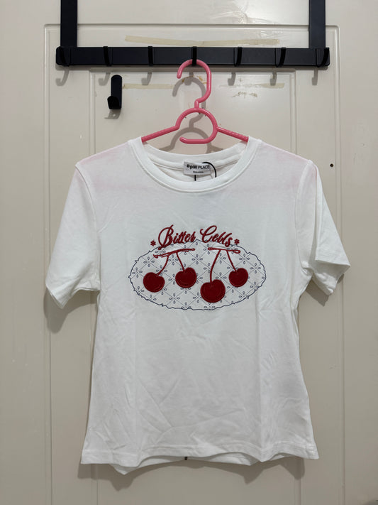 Korean Fashion Cute Fruits Style T-Shirt Series | Korea Girl Style Slim Cut Embroidery Cherry - Kawaii Fashion Items