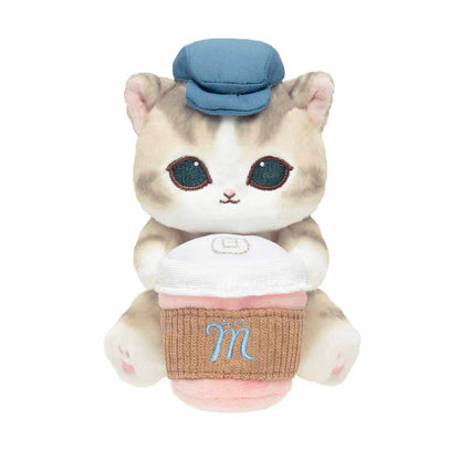 Japan Mofusand | Mofusand Cat Holding Coffee Cup and Donuts Desktop Hanging Plush Doll - Kawaii items Room Decoration Doll