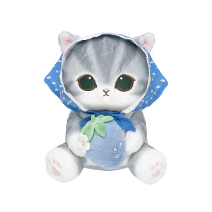 Japan Mofusand Merci Strawberry Series | Mofusand Cat Wearing Babushka Scarf Holding Strawberry Cute Plush Doll - Kawaii items Room Decoration Doll