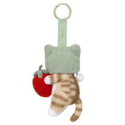 Japan Mofusand Strawberry Series | Mofusand Cat with Strawberry Hat Cute Plush Doll in Basket and Keychain - Kawaii items Room Decoration Doll