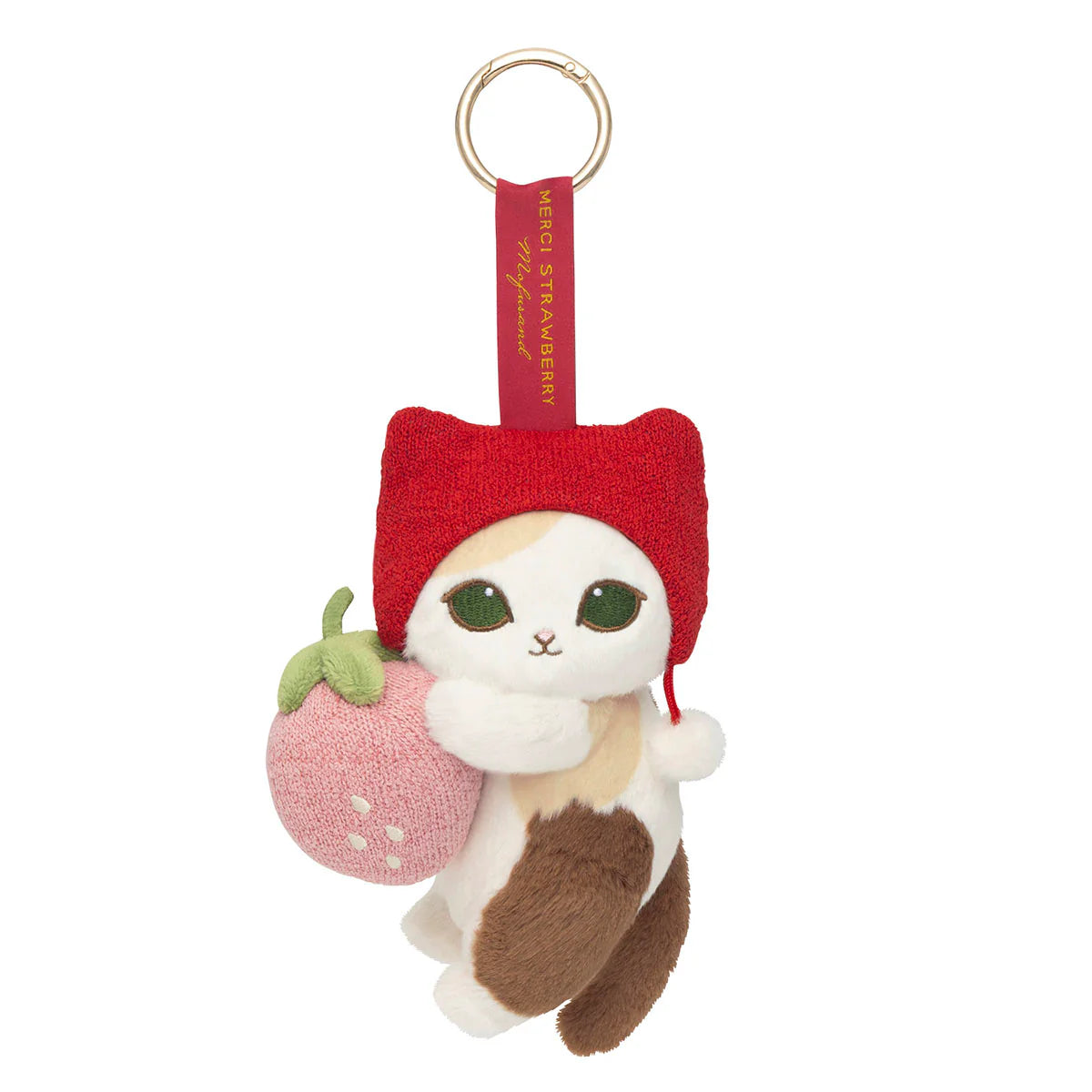 Japan Mofusand Strawberry Series | Mofusand Cat with Strawberry Hat Cute Plush Doll in Basket and Keychain - Kawaii items Room Decoration Doll