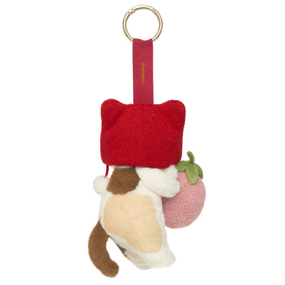 Japan Mofusand Strawberry Series | Mofusand Cat with Strawberry Hat Cute Plush Doll in Basket and Keychain - Kawaii items Room Decoration Doll